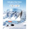 Frameless Ski Goggles, Magnet Cylindrical Lens with Dark Blue Revo Coating, OTG Anti fog Snow Goggles for Men Women, TPU Frame & Ventilation Structure