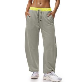 Fisoew Womens Wide Leg Sweatpants Baggy Drawstring Elastic Waisted Travel Track Pants Color Block Joggers With Pockets (Option: Dark grey-S)