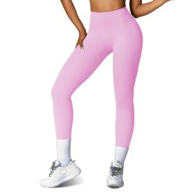 4 Sizes-5 Colors Option -- 1Pc Women's High Waist Workout Leggings Tummy Control Compression Yoga Tight Pants Gym Pants Athletic Running Leggings (Option: M-Pink)