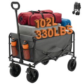 Foldable Trolley, With Wheels, Foldable, Large Capacity, 330 Pounds, Multi-functional Trolley, Heavy-duty Design, With Elastic Handles (Option: Grey  7in)