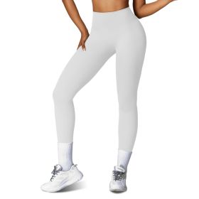 4 Sizes-5 Colors Option -- 1Pc Women's High Waist Workout Leggings Tummy Control Compression Yoga Tight Pants Gym Pants Athletic Running Leggings (Option: XL-Pearl Grey)