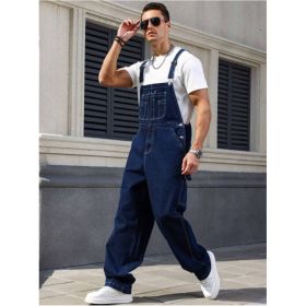 Men's Denim Overalls Loose Fit Carpenter Bib Pants Workwear Jeans Streetwear Ready Stock (Option: L164XXXL)
