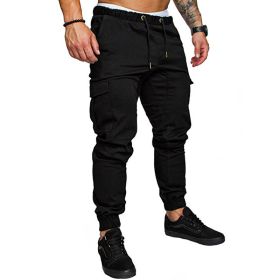 Men's Woven Fabric Casual Pants Corset Pants (Option: Black-S)