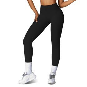 4 Sizes-5 Colors Option -- 1Pc Women's High Waist Workout Leggings Tummy Control Compression Yoga Tight Pants Gym Pants Athletic Running Leggings (Option: XL-Black)