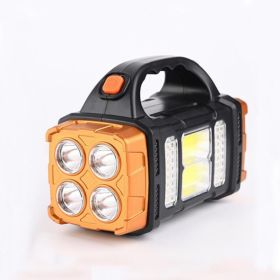 1pc Multifunctional Solar LED+COB Light With Handle; USB Charging Waterproof For Outdoor Camping Safety Emergency At Night (Items: Multifunctional Solar Light Orange)
