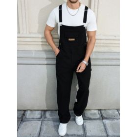 Black Denim Overalls Men Plus Size Big And Tall Relaxed Loose Fit Workwear Bib Overalls US Ready Stock (Option: SL2121XL)