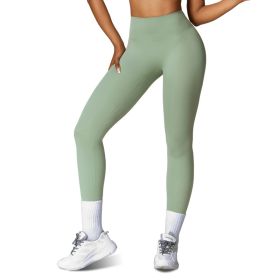4 Sizes-5 Colors Option -- 1Pc Women's High Waist Workout Leggings Tummy Control Compression Yoga Tight Pants Gym Pants Athletic Running Leggings (Option: S-Green)
