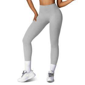 4 Sizes-5 Colors Option -- 1Pc Women's High Waist Workout Leggings Tummy Control Compression Yoga Tight Pants Gym Pants Athletic Running Leggings (Option: XL-Grey)